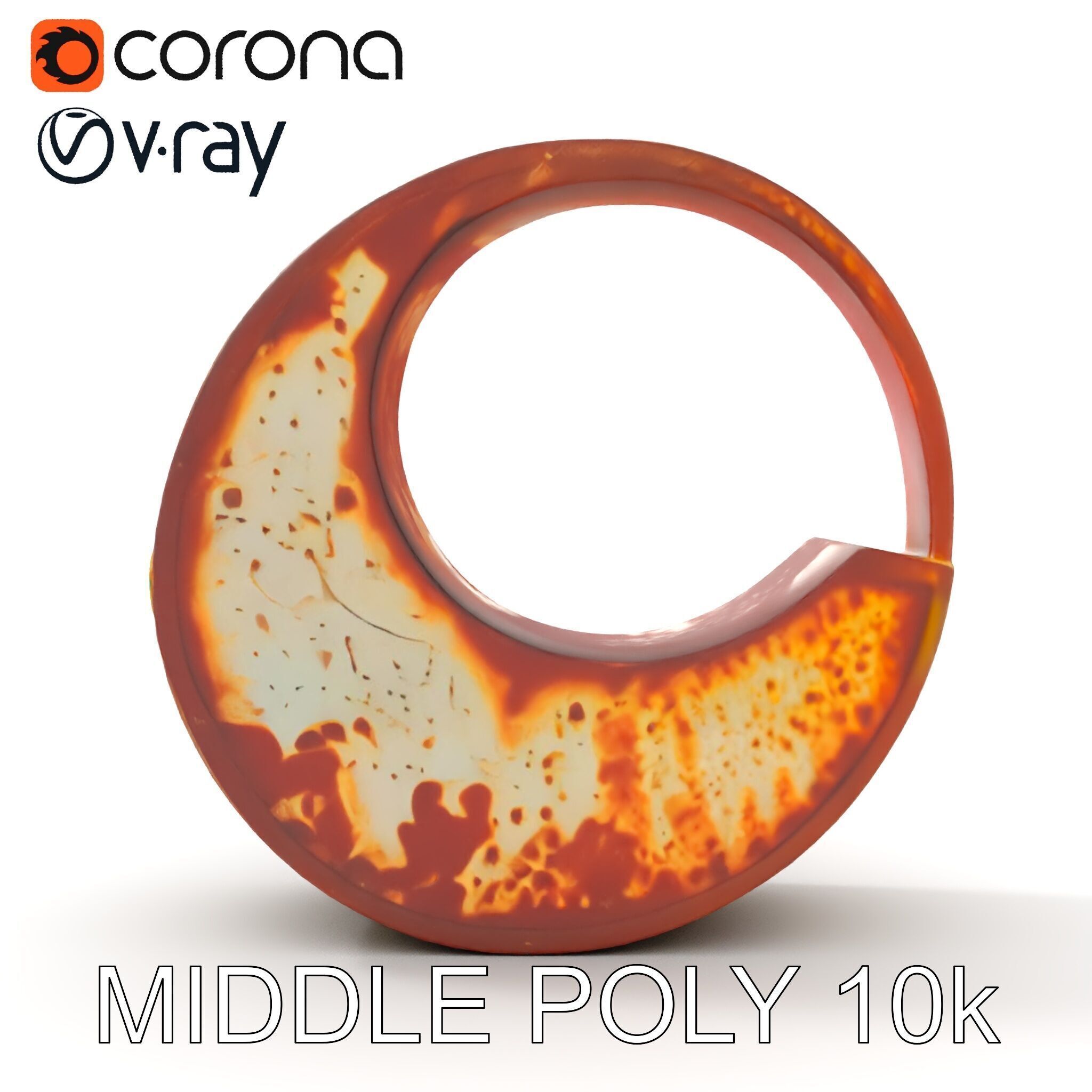 Rustic Crescent Sculpture Model Pack Low-poly 3D model_8