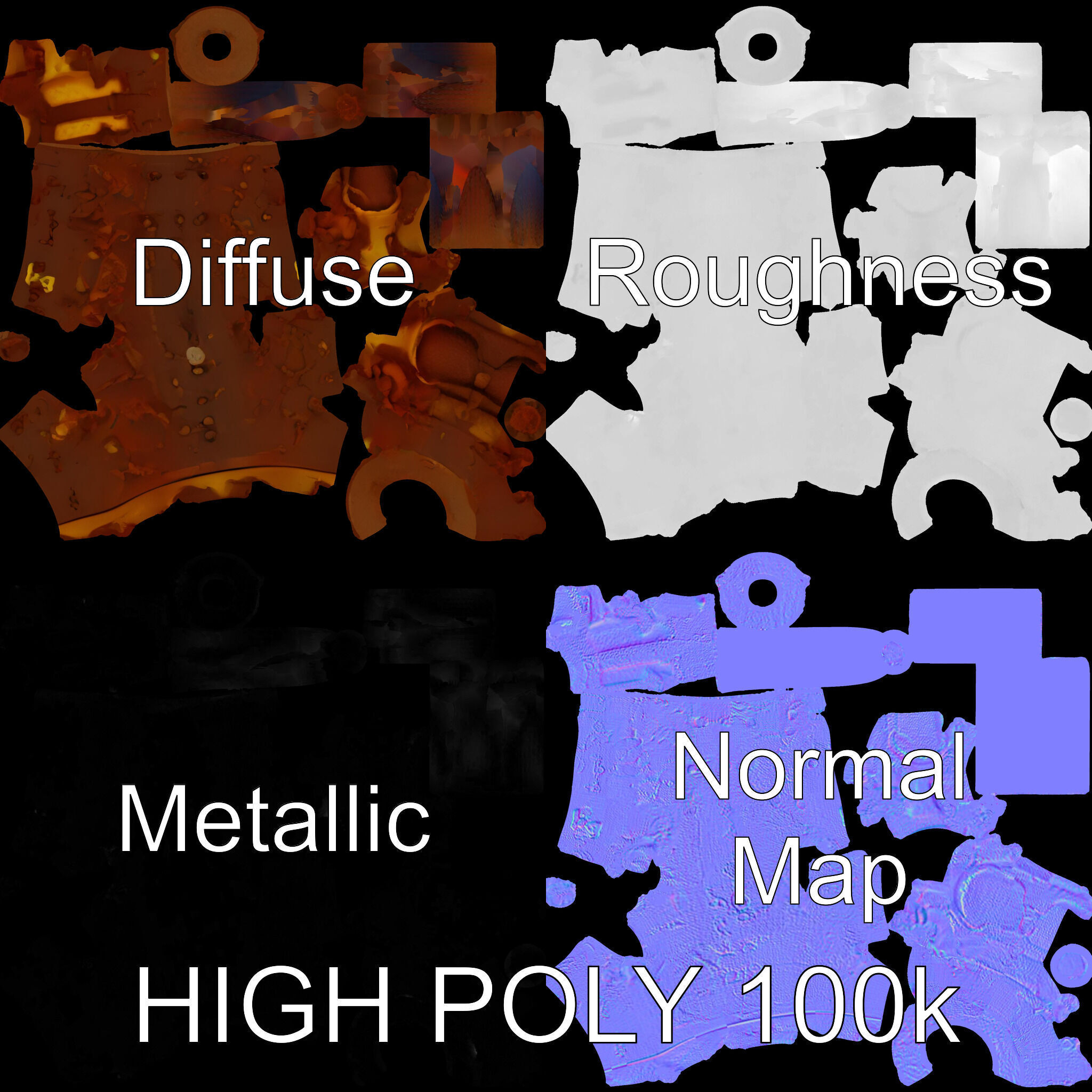 Rusty Steel Pipe Model Pack for Environmental Rendering Low-poly 3D model_3