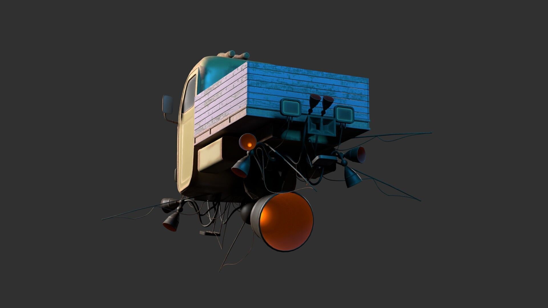 dieselpunk motocarro 3D model_5