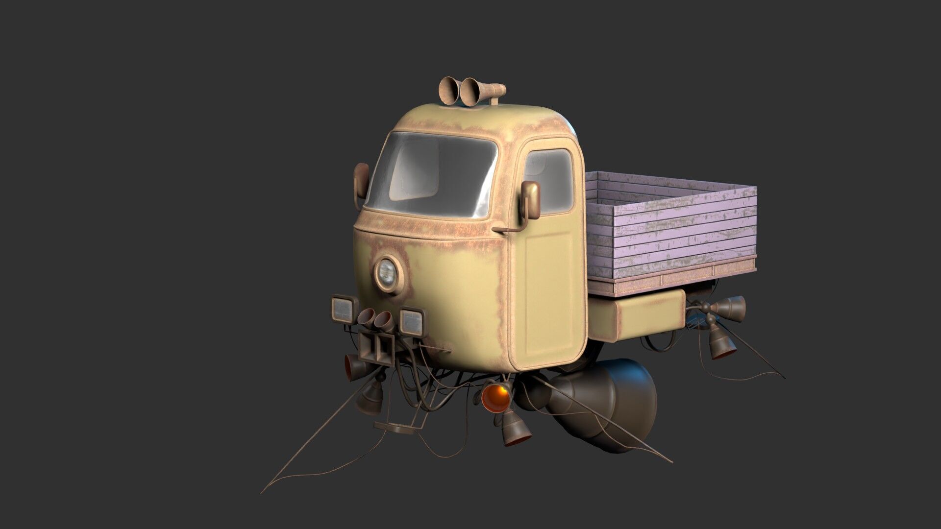 dieselpunk motocarro 3D model_1