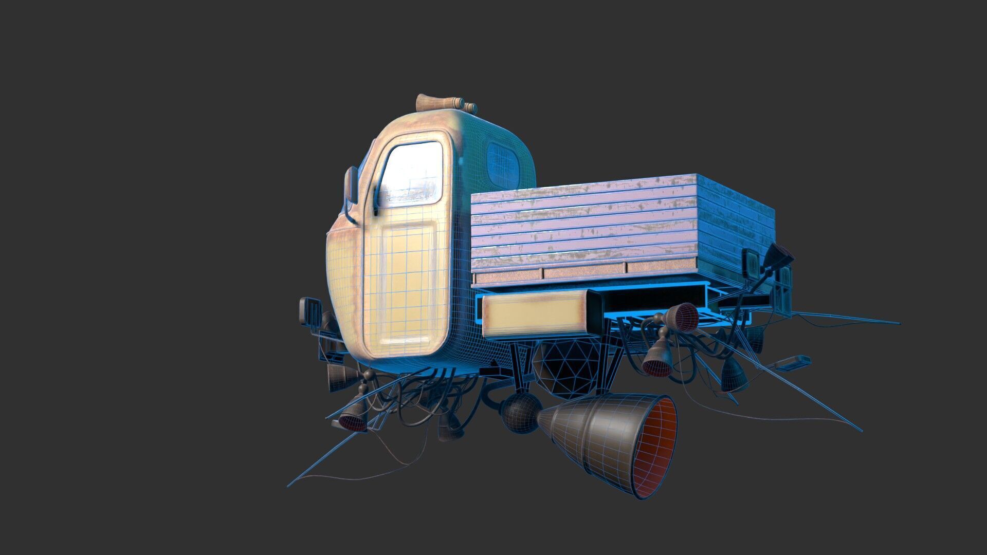 dieselpunk motocarro 3D model_10