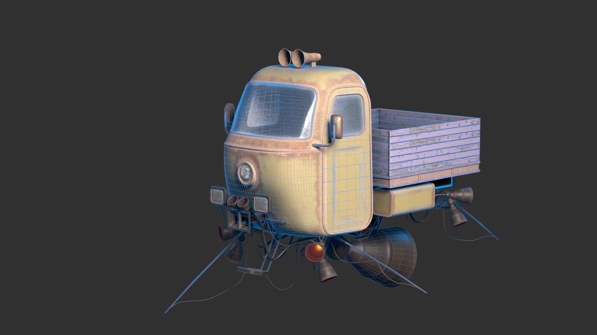 dieselpunk motocarro 3D model_9