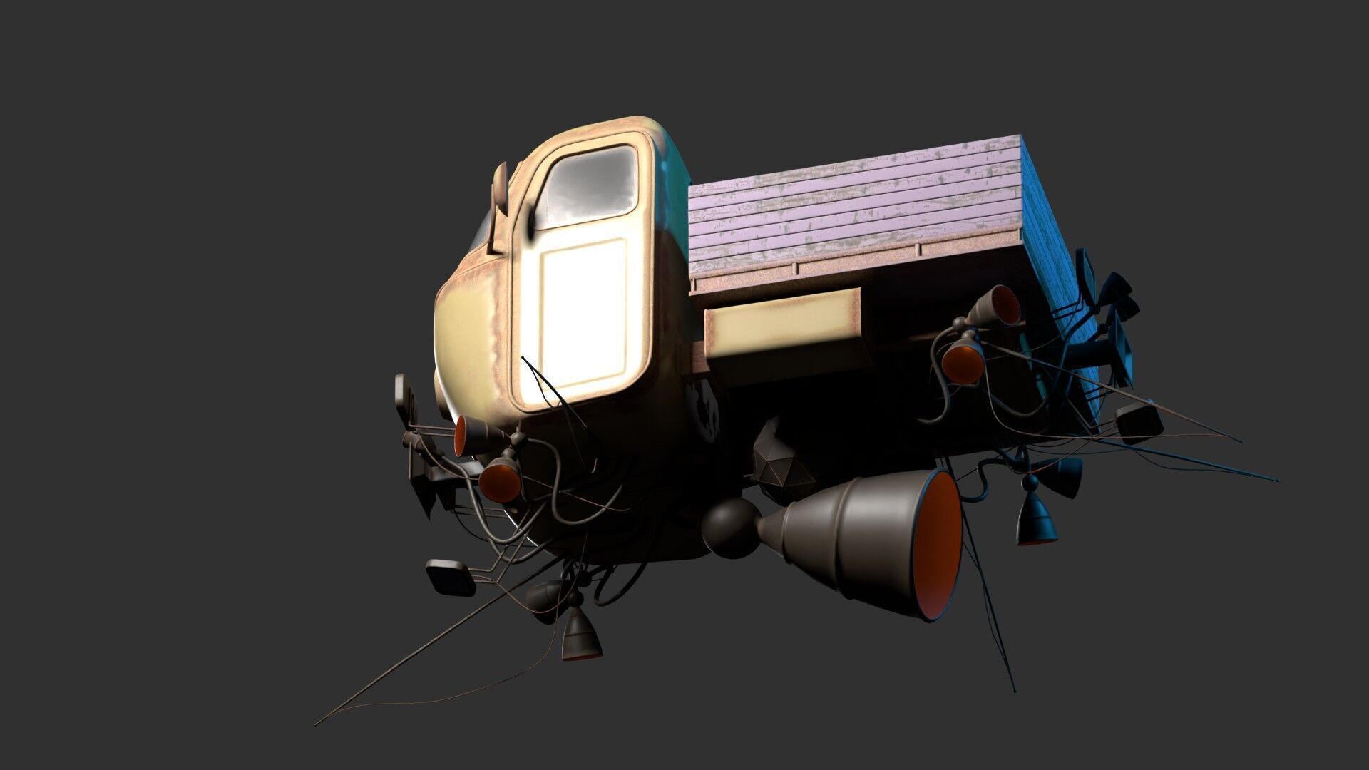 dieselpunk motocarro 3D model_8