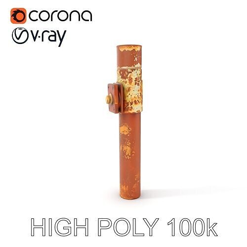 Rusty Metal Pipe with Clamp Model Pack Low-poly 3D model