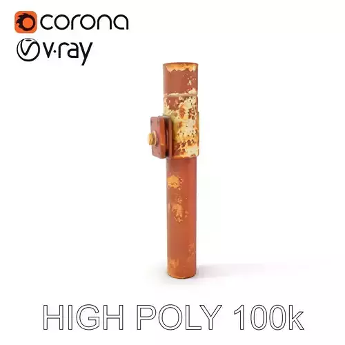 Rusty Metal Pipe with Clamp Model Pack Low-poly 3D model