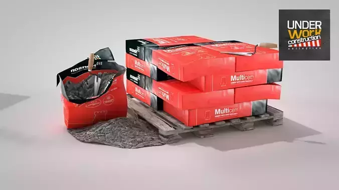 Construction - Cement Bags in Use 3D model