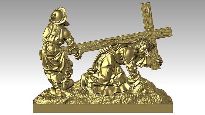 Jesus carries the cross  3D print model