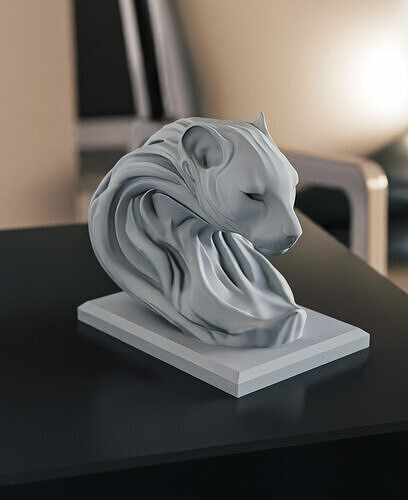 Abstract Lion Cheetah Head  Modern 3D Print Decor 3D print model