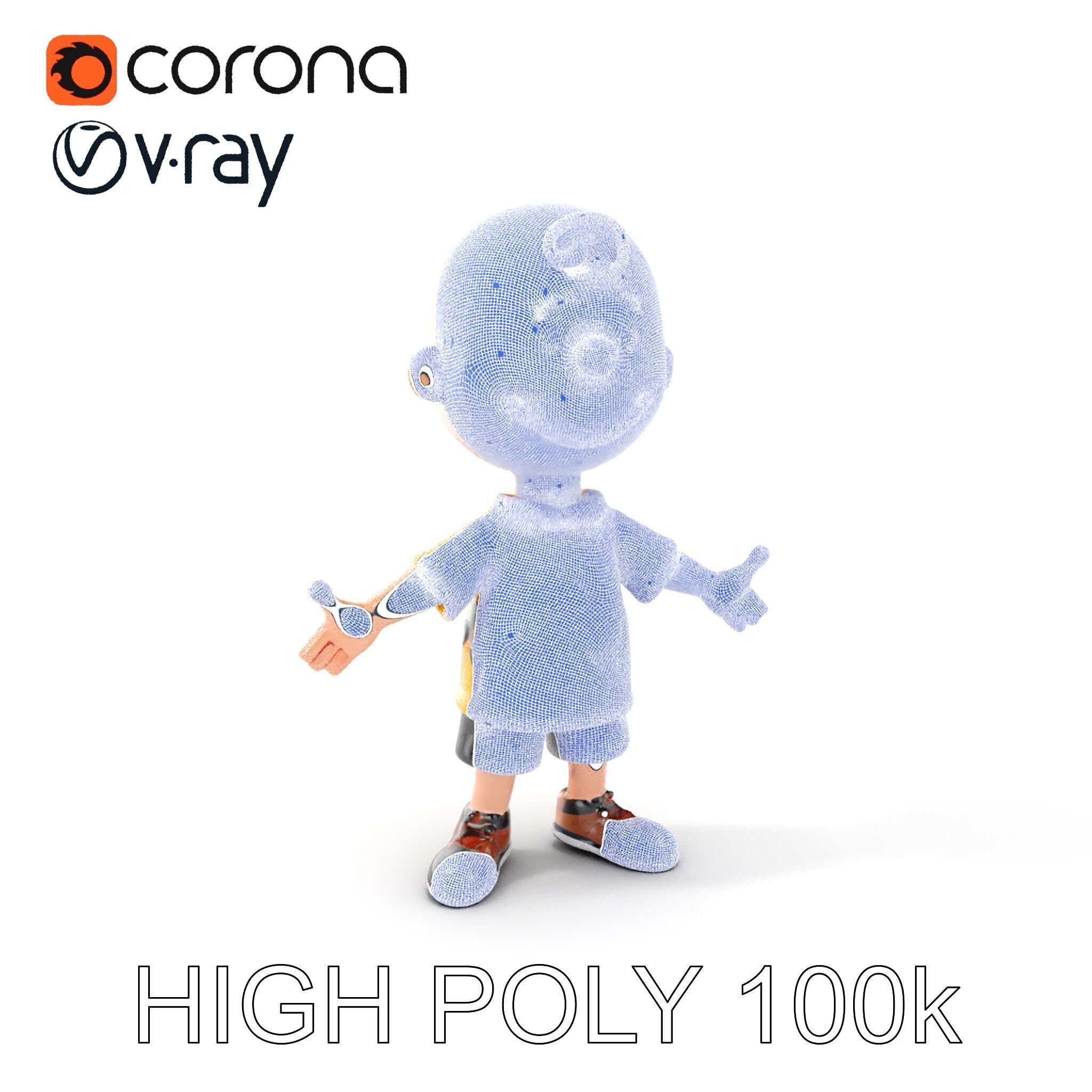 Cartoon Boy Character Model Friendly Animated D Model Low-poly 3D model_4