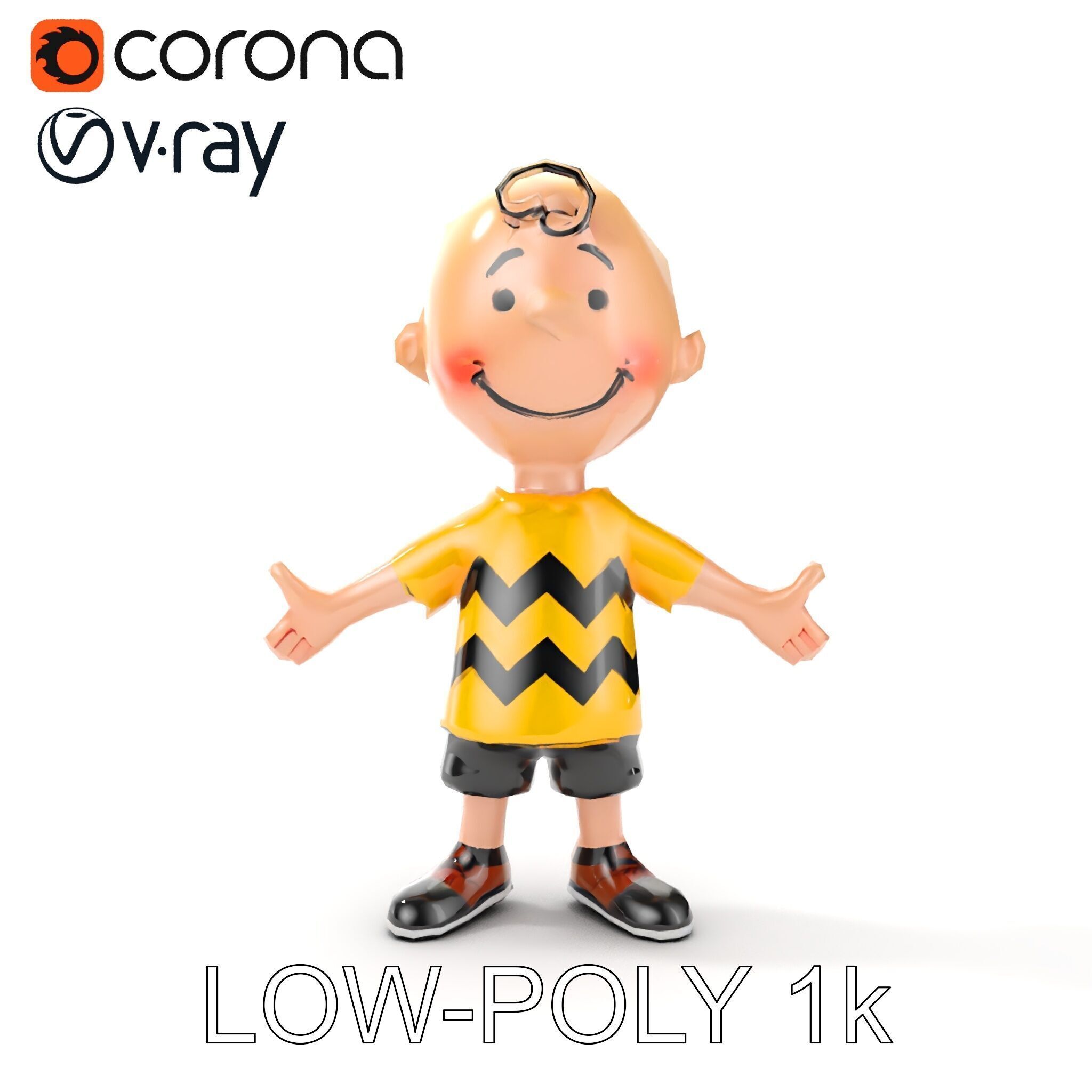 Cartoon Boy Character Model Friendly Animated D Model Low-poly 3D model_7