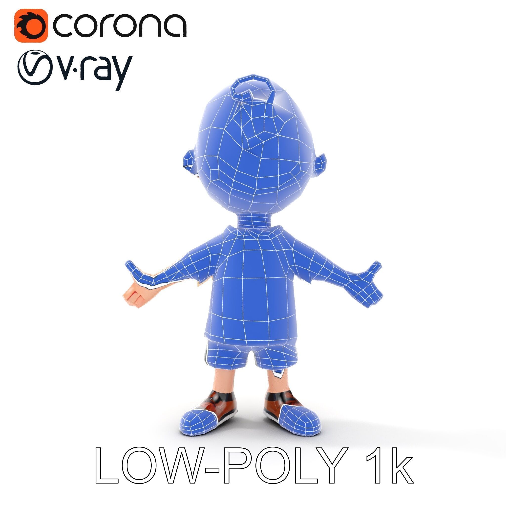 Cartoon Boy Character Model Friendly Animated D Model Low-poly 3D model_29