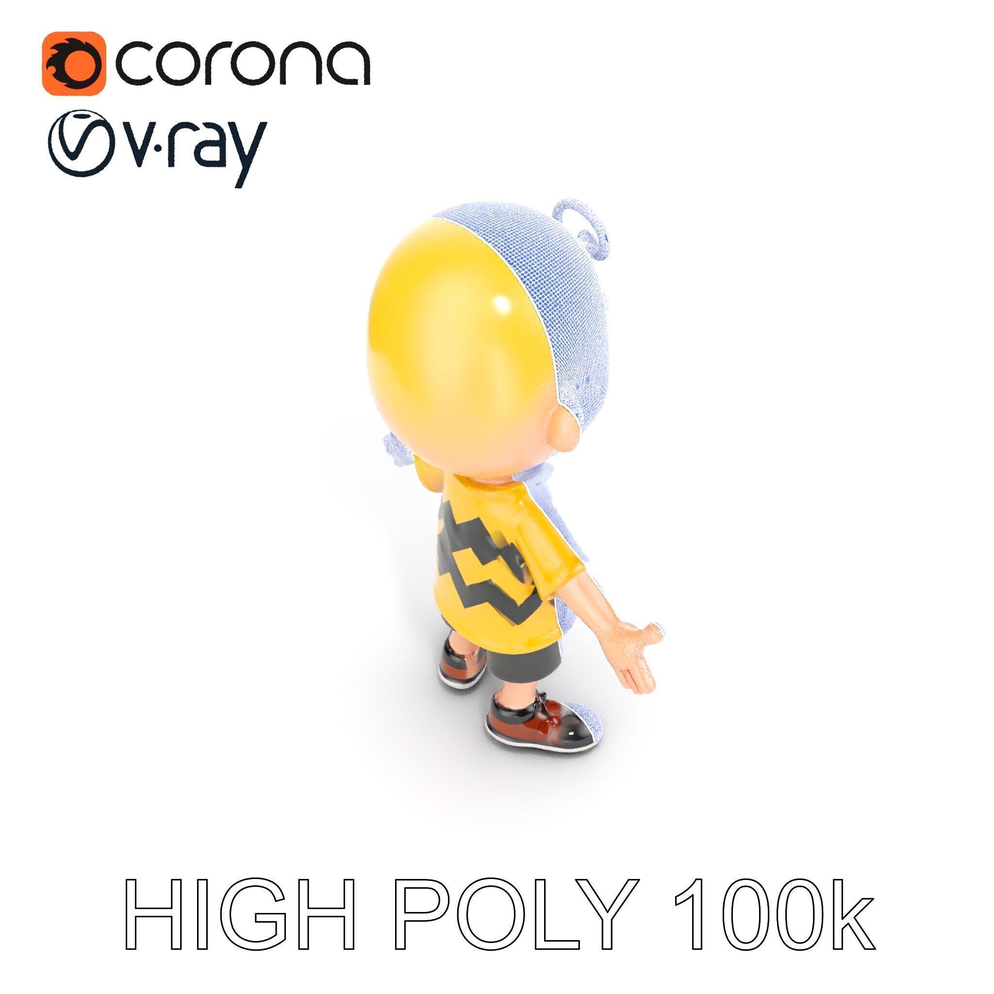 Cartoon Boy Character Model Friendly Animated D Model Low-poly 3D model_35