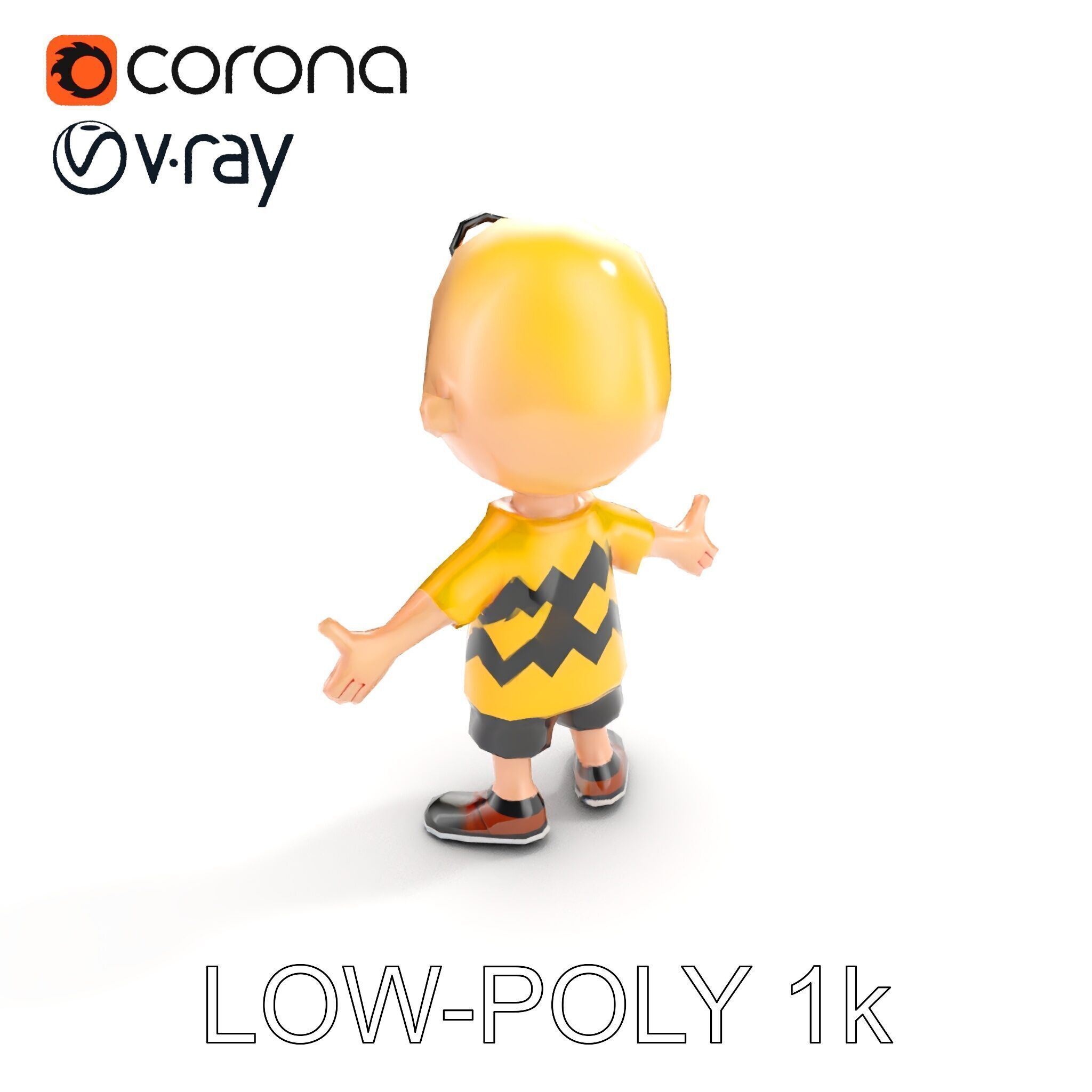 Cartoon Boy Character Model Friendly Animated D Model Low-poly 3D model_14