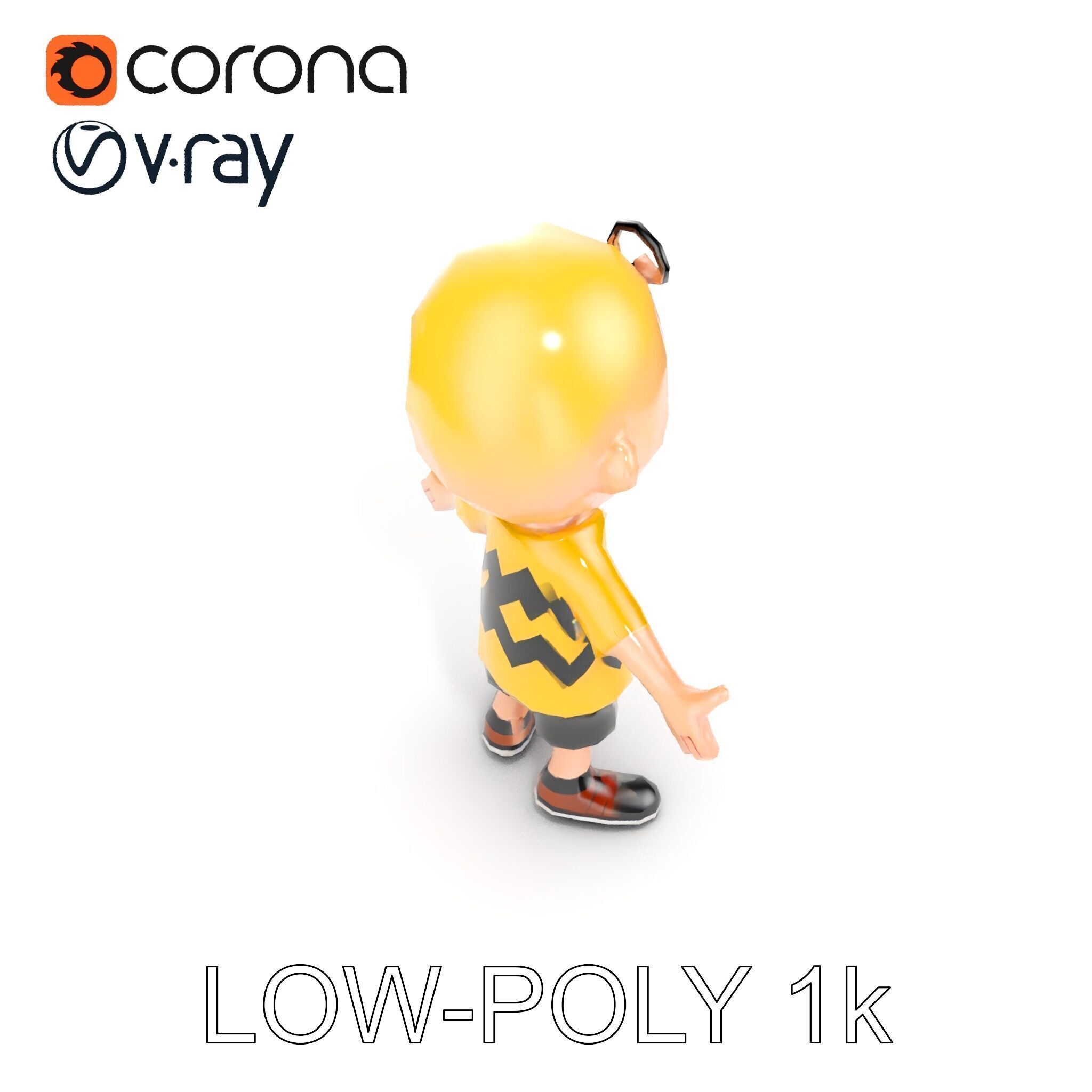 Cartoon Boy Character Model Friendly Animated D Model Low-poly 3D model_9