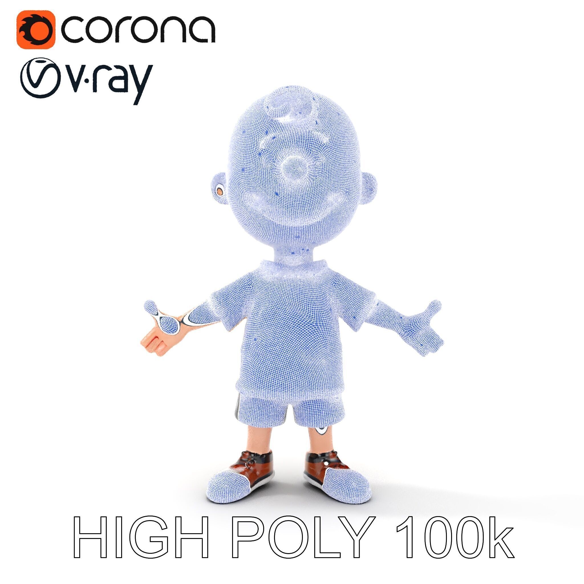 Cartoon Boy Character Model Friendly Animated D Model Low-poly 3D model_27