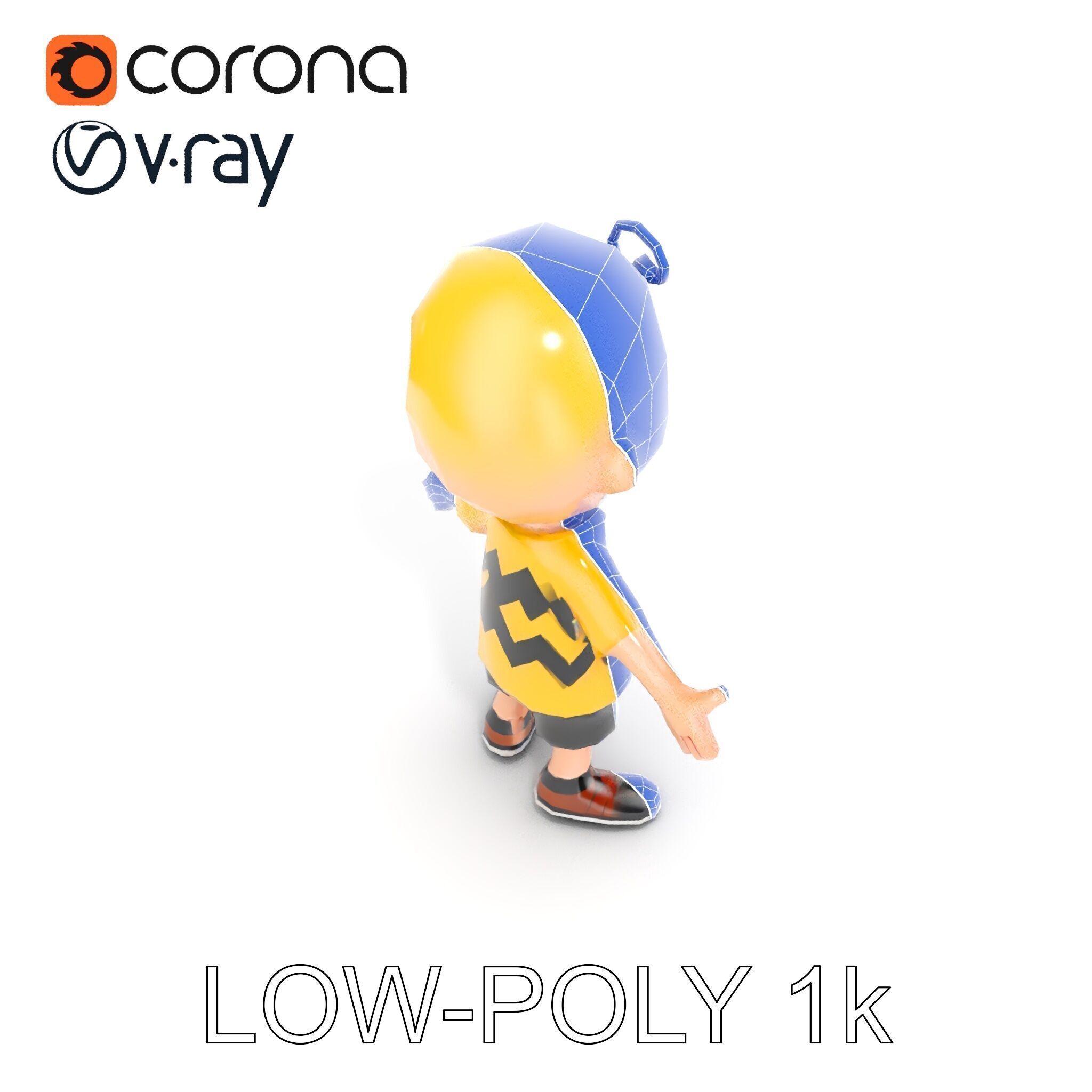Cartoon Boy Character Model Friendly Animated D Model Low-poly 3D model_26