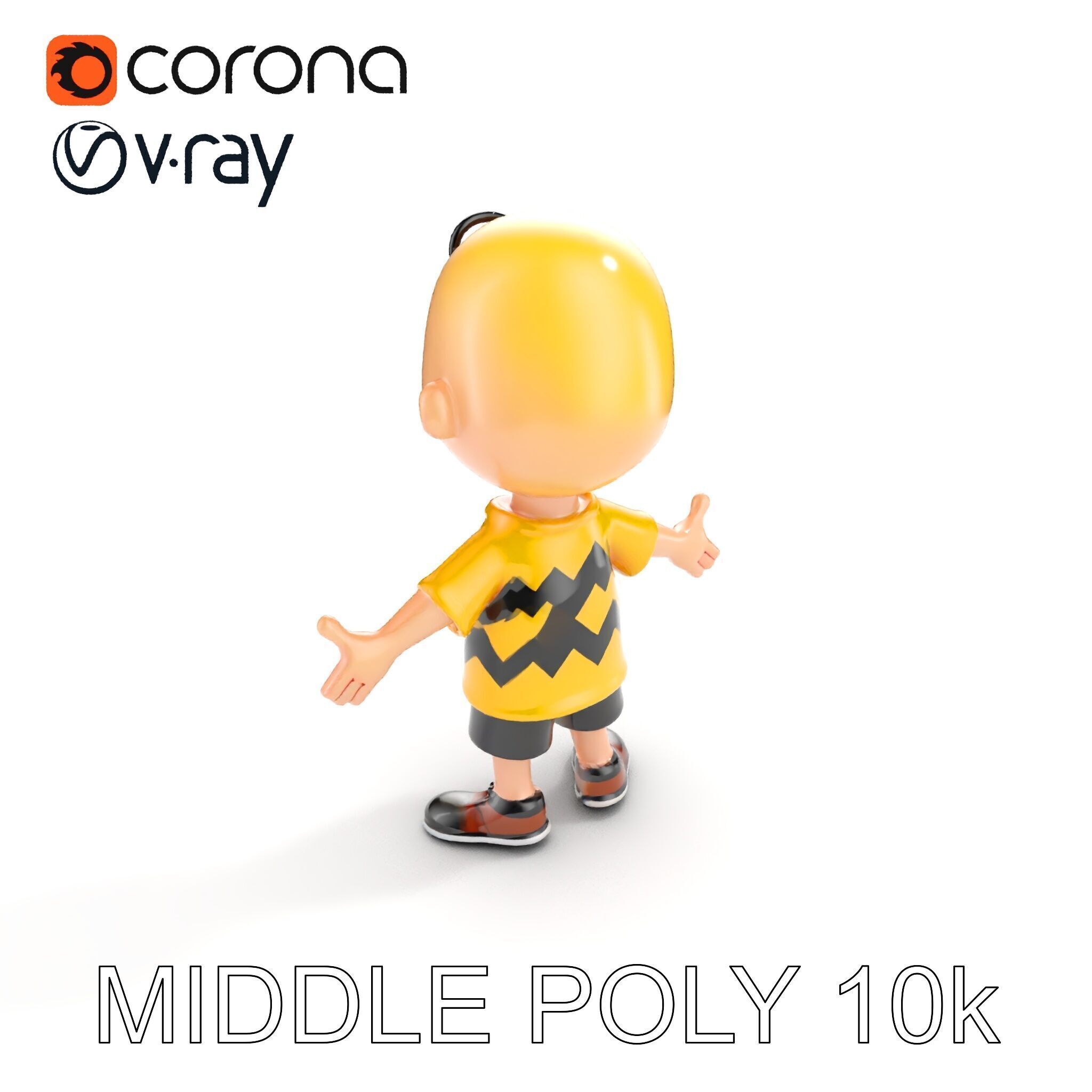 Cartoon Boy Character Model Friendly Animated D Model Low-poly 3D model_16