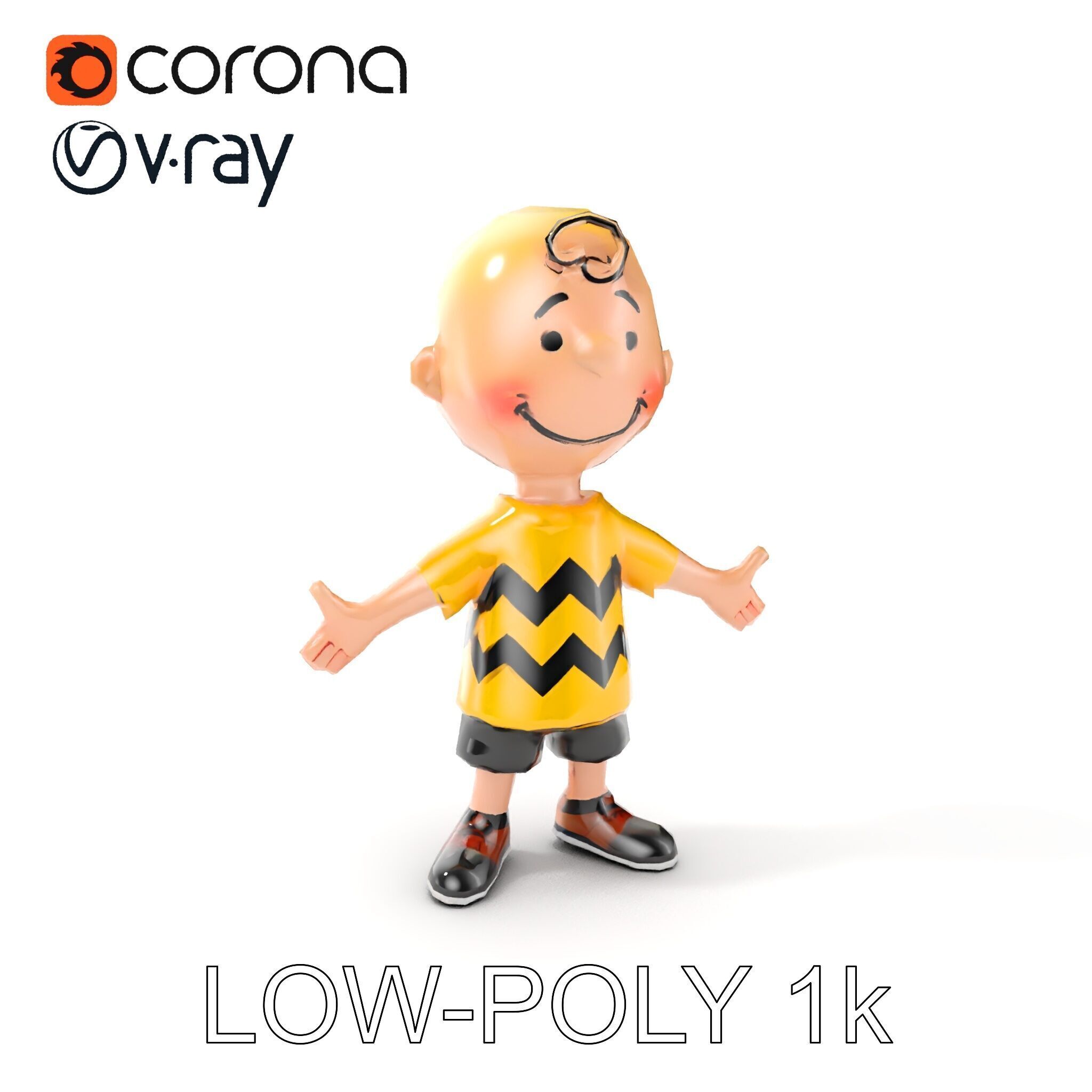 Cartoon Boy Character Model Friendly Animated D Model Low-poly 3D model_11