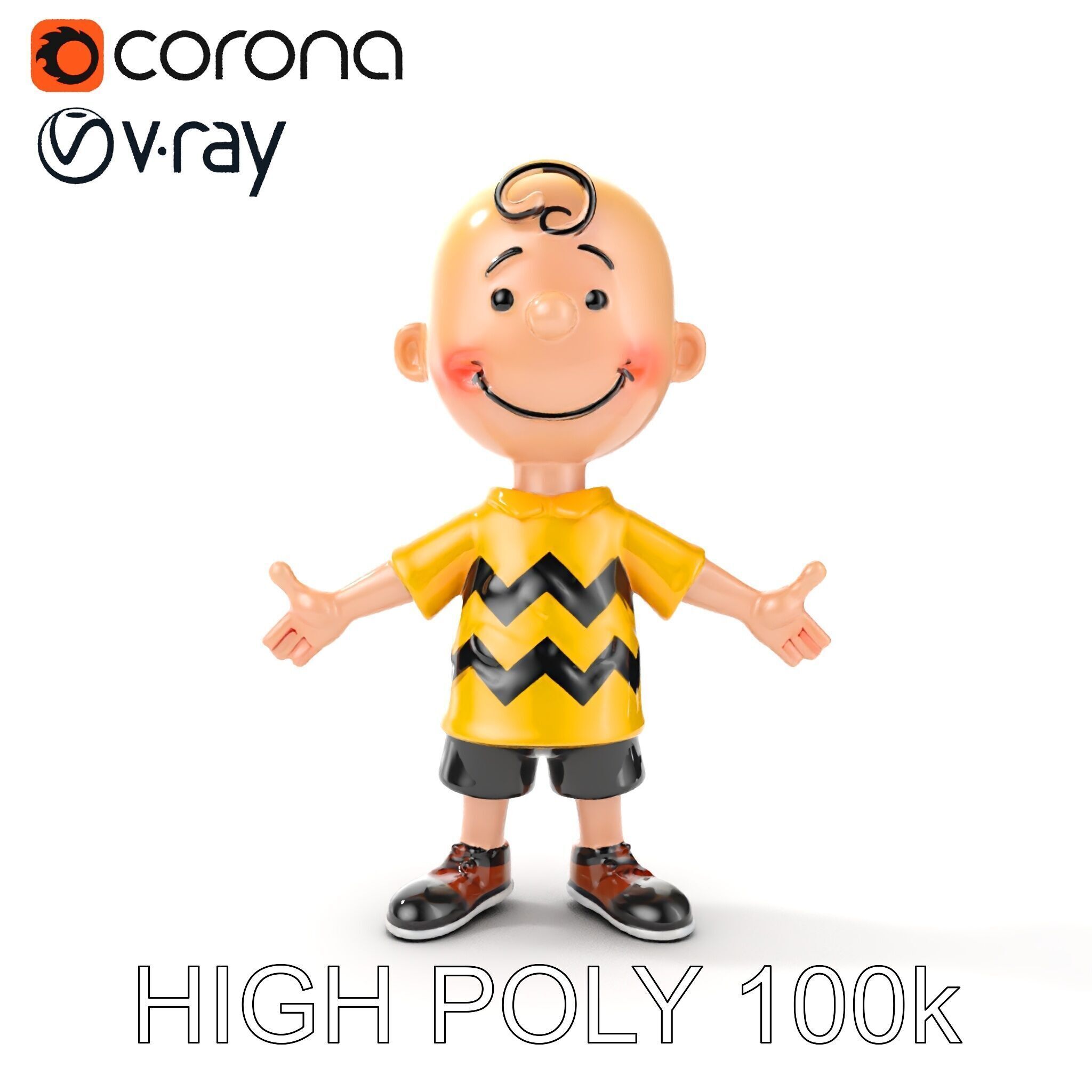 Cartoon Boy Character Model Friendly Animated D Model Low-poly 3D model_12