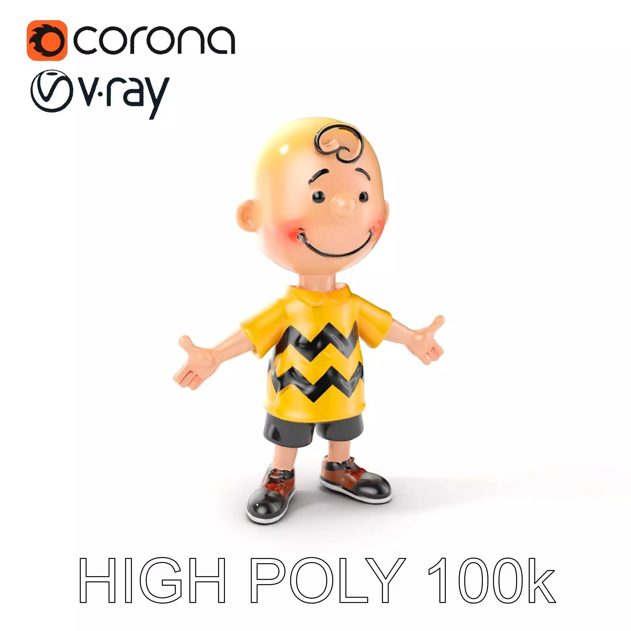 Cartoon Boy Character Model Friendly Animated D Model Low-poly 3D model_0