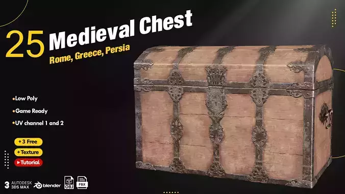 25 Medieval Chest Vol1   Low-poly 3D model
