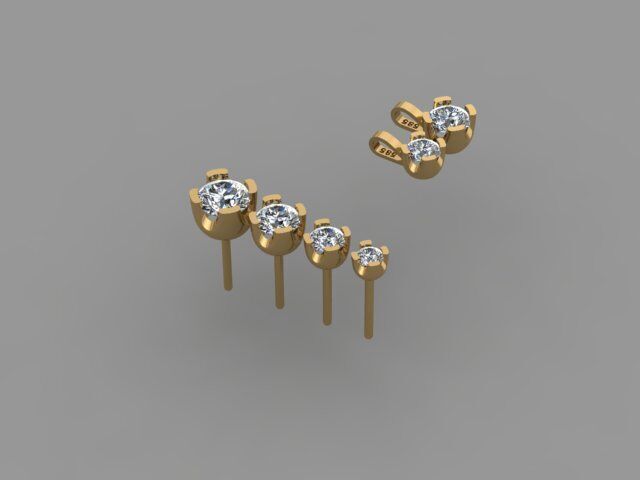 Single Stone Earrings and Necklace 3D print model_1