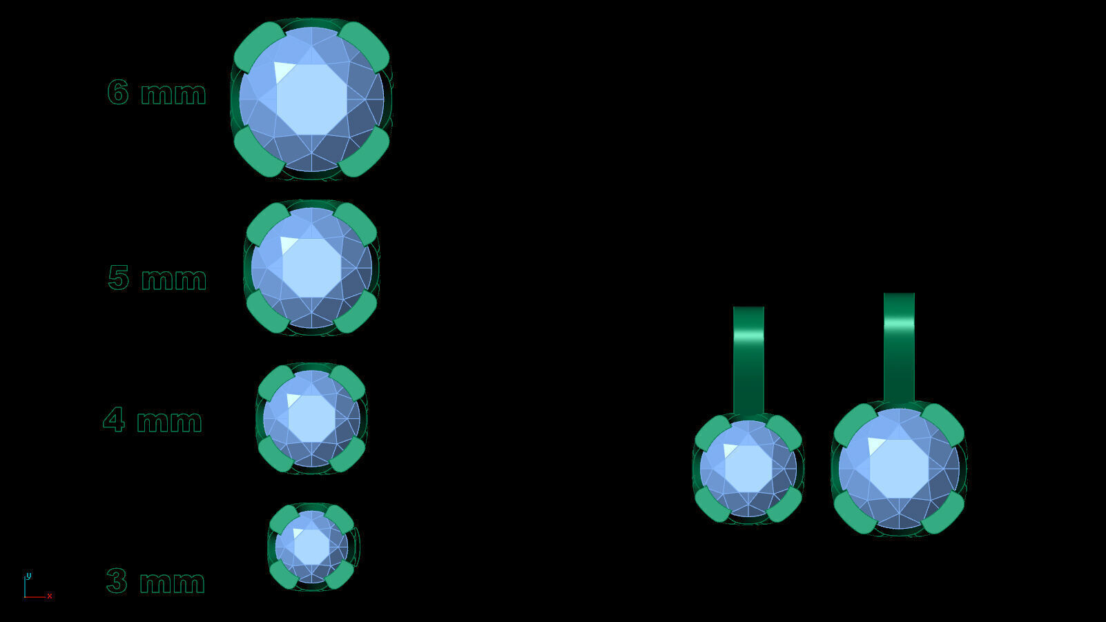 Single Stone Earrings and Necklace 3D print model_2