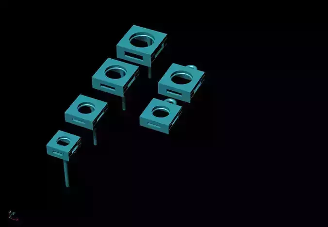Single Stone Earrings and Necklace 3D print model