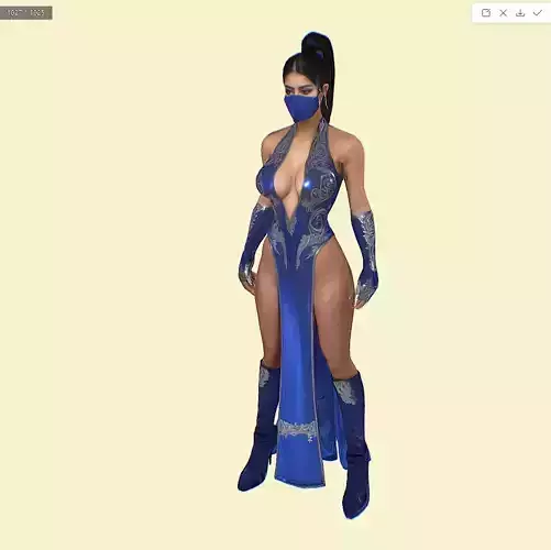 Female warrior Low-poly 3D model