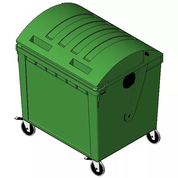 1100L Waste Bin Revit Family Dome Lid 3D print model_0