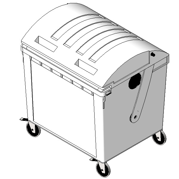 1100L Waste Bin Revit Family Dome Lid 3D print model_5