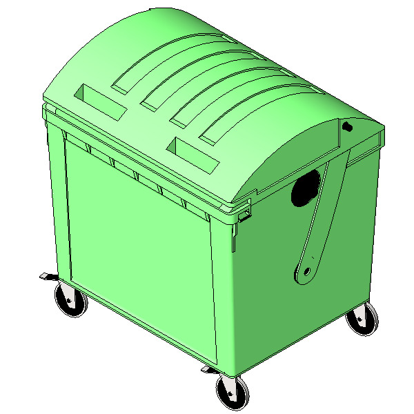 1100L Waste Bin Revit Family Dome Lid 3D print model_8