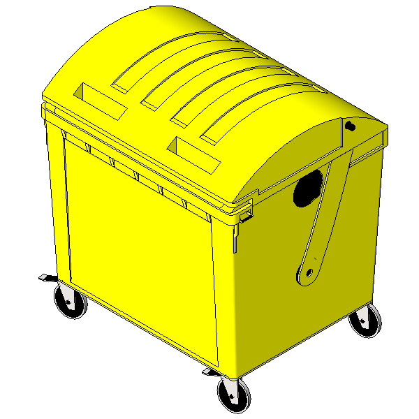 1100L Waste Bin Revit Family Dome Lid 3D print model_4
