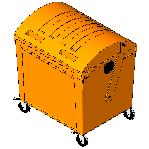 1100L Waste Bin Revit Family Dome Lid 3D print model_10