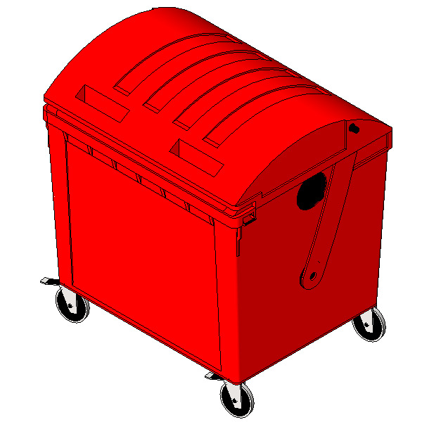 1100L Waste Bin Revit Family Dome Lid 3D print model_3