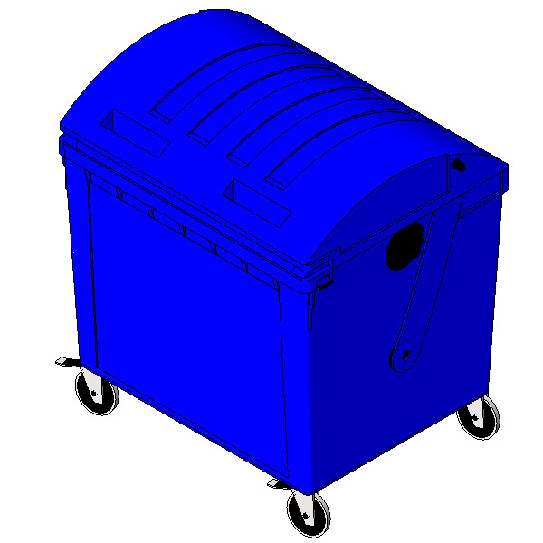 1100L Waste Bin Revit Family Dome Lid 3D print model_2