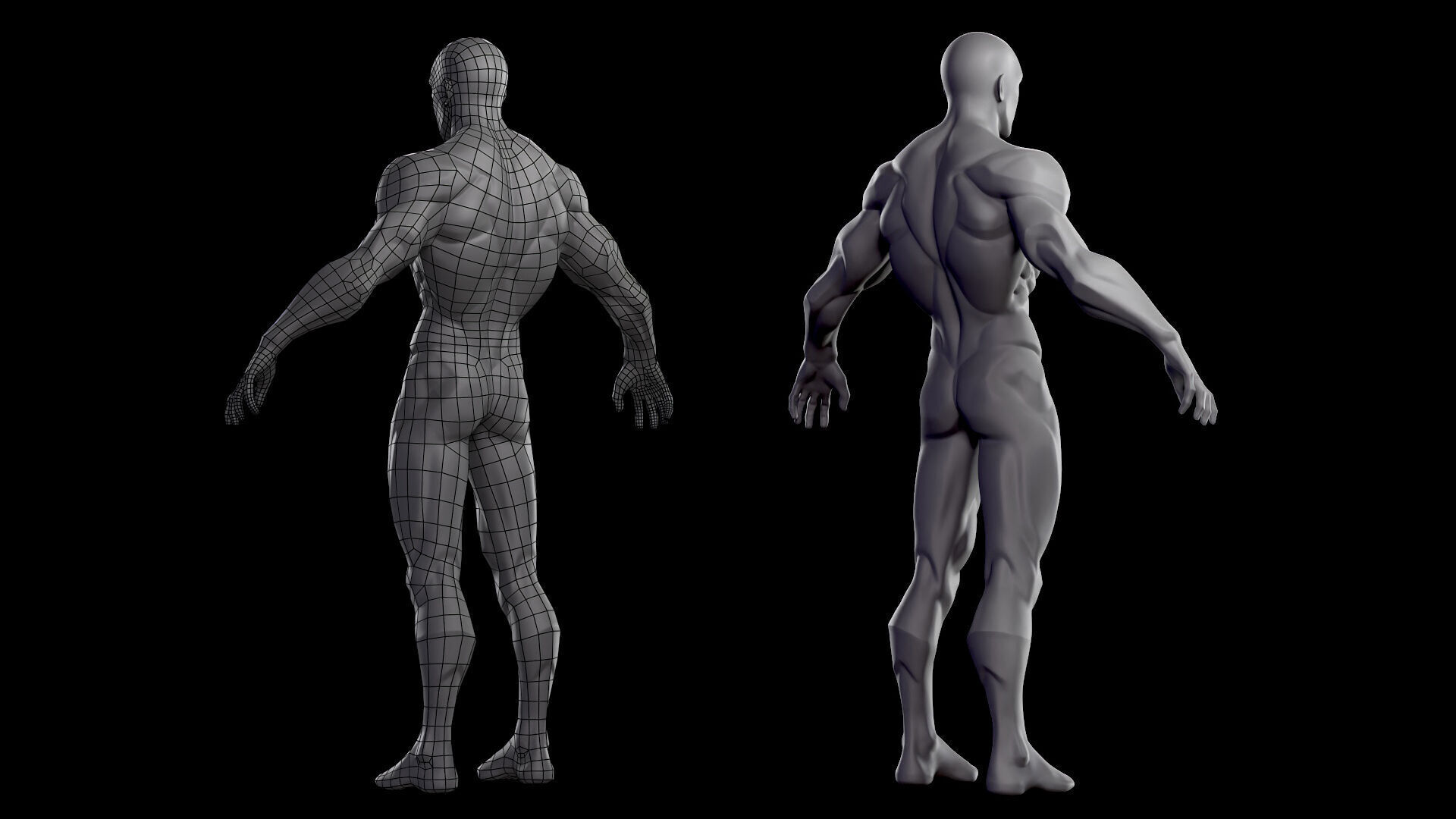 Stylized Male Basemesh Low-poly 3D model_3