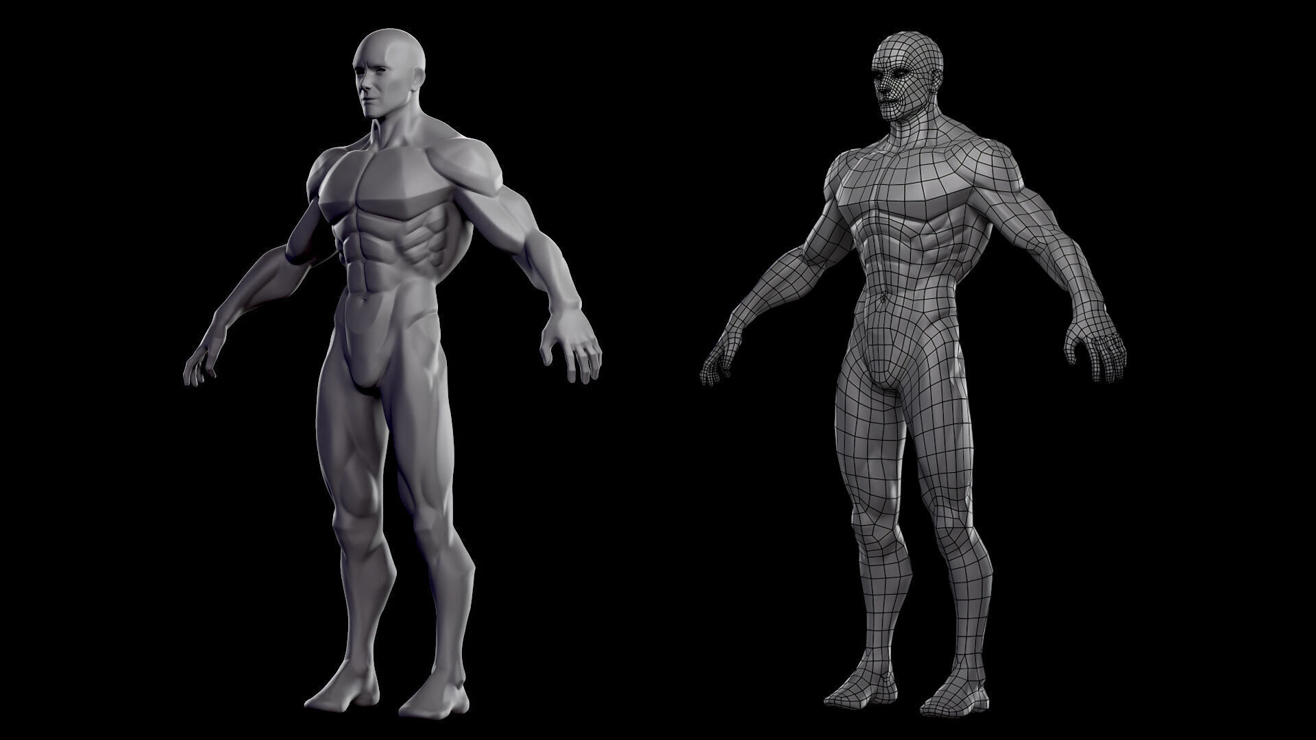 Stylized Male Basemesh Low-poly 3D model_2