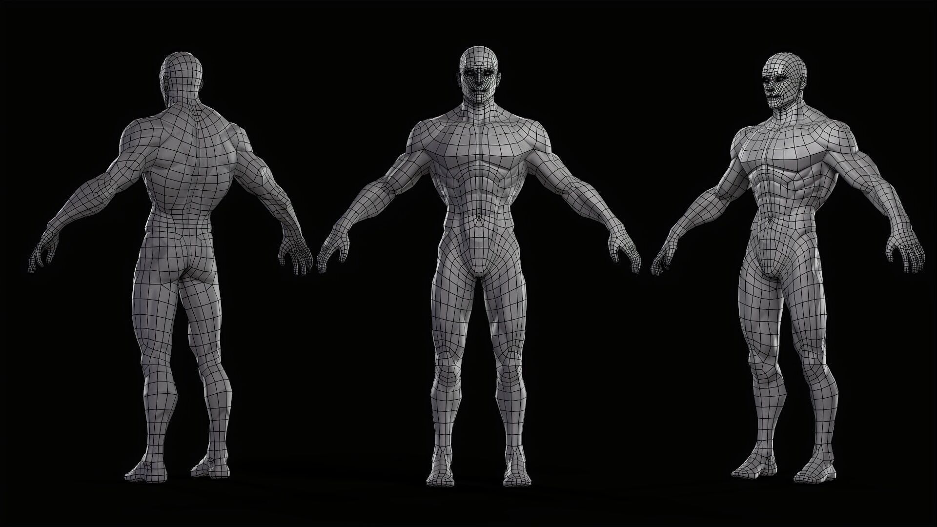 Stylized Male Basemesh Low-poly 3D model_8