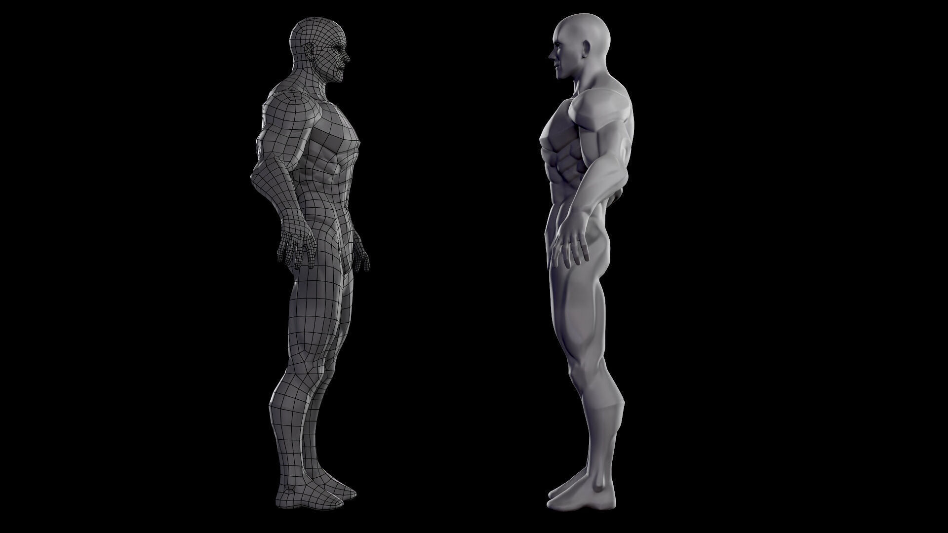 Stylized Male Basemesh Low-poly 3D model_4