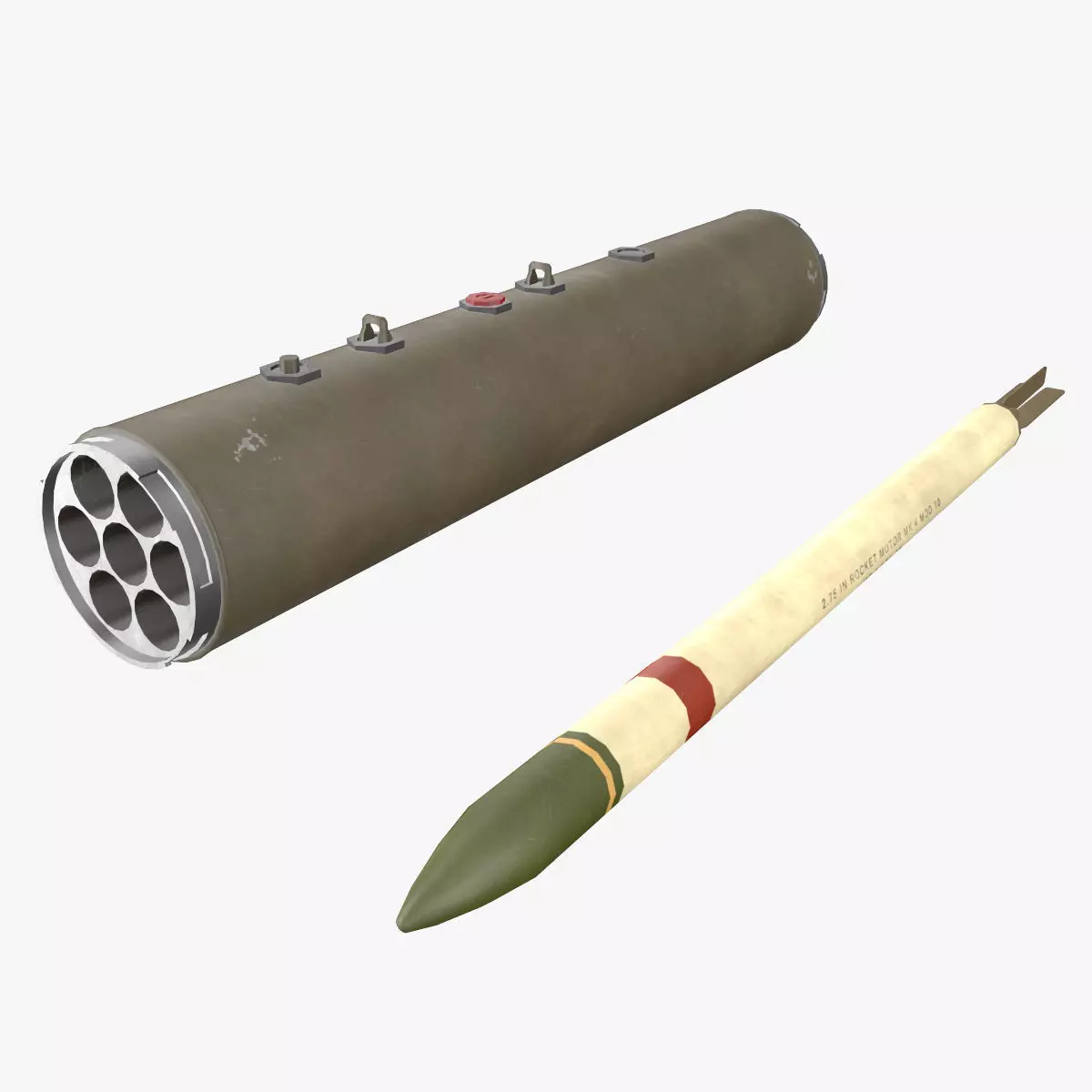 XM-157 Launcher With 70mm Missile Low-poly 3D model_0