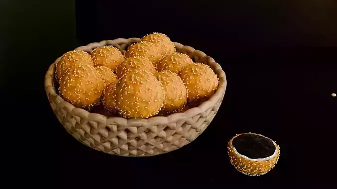 Chinese food fried sweet sesame ball 3D model