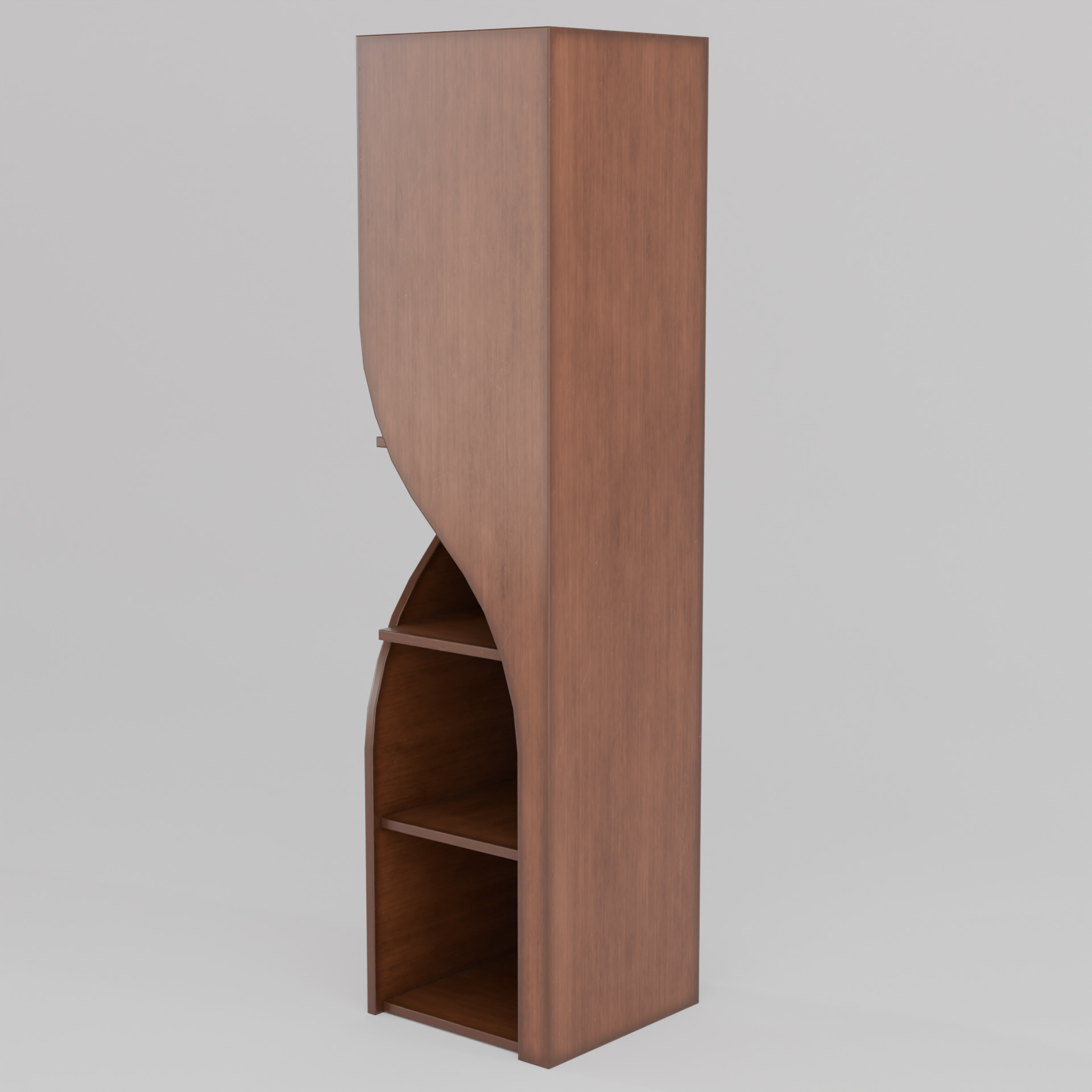 Wooden Bookshelf Low-poly 3D model_1