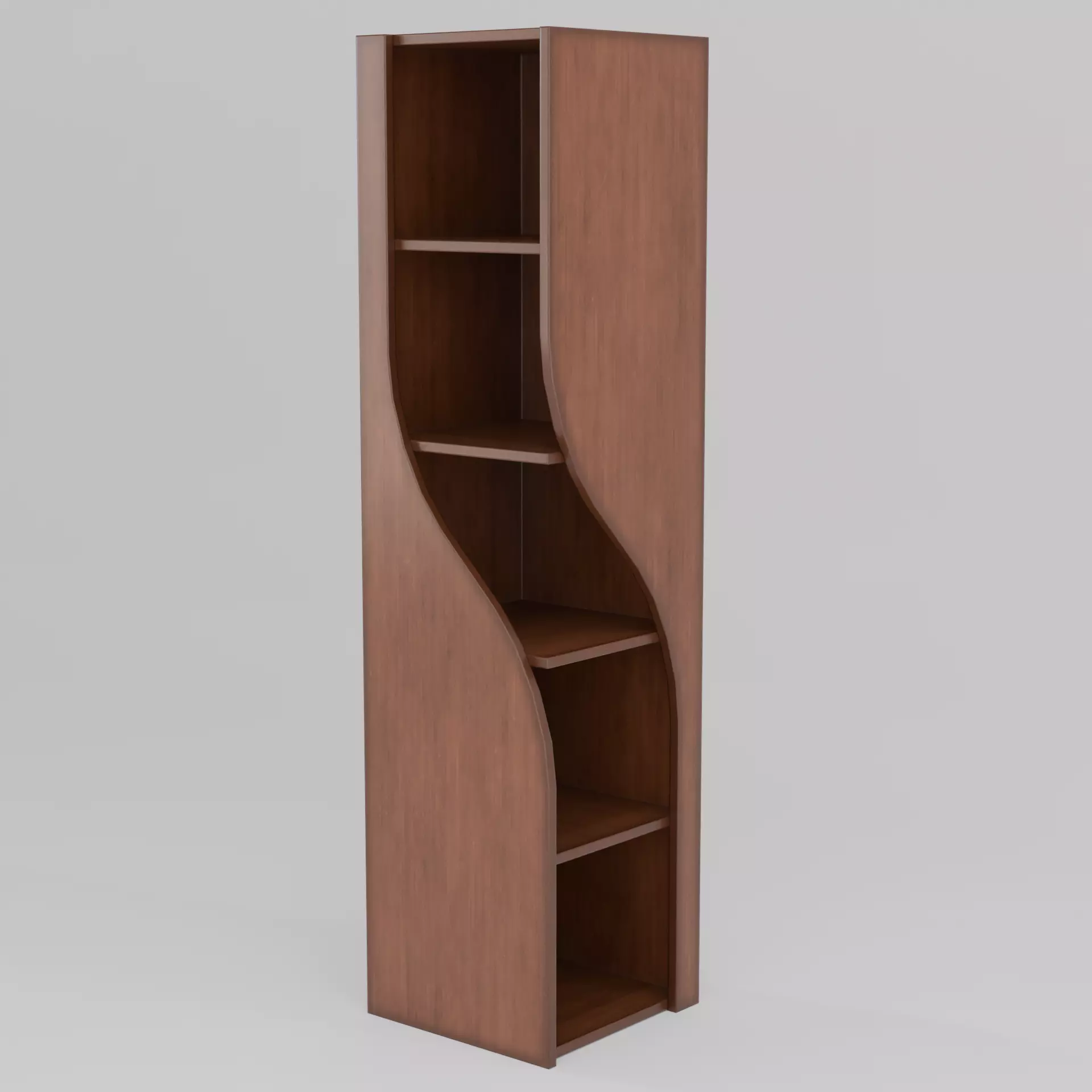 Wooden Bookshelf Low-poly 3D model_0