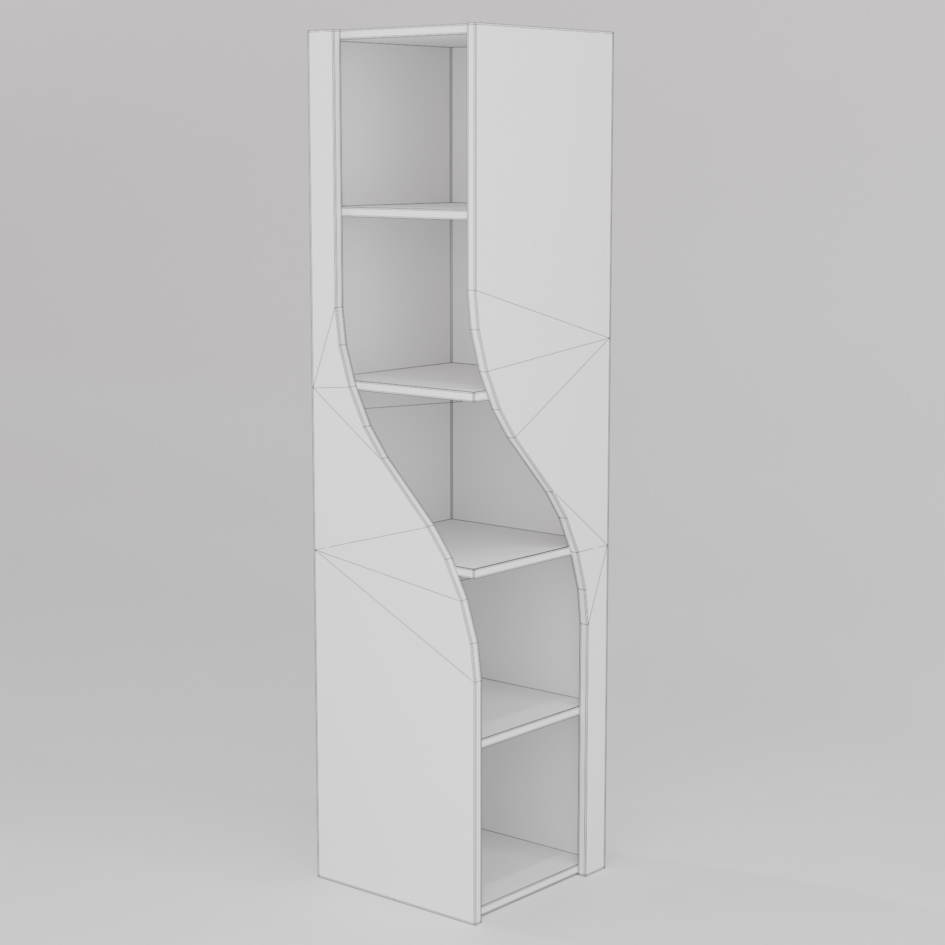 Wooden Bookshelf Low-poly 3D model_4