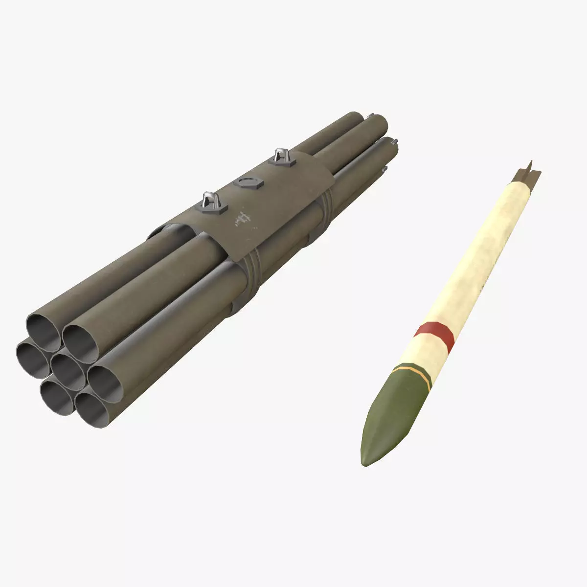 XM-158 Launcher With 70mm Missile Low-poly 3D model_0