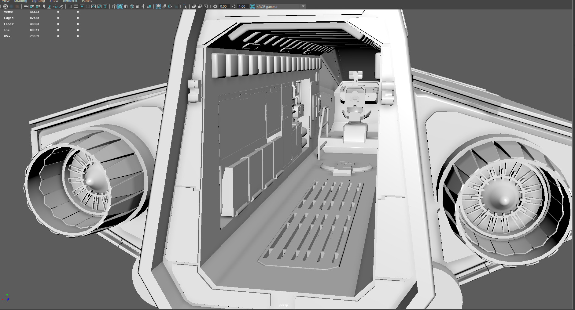 Phantom Starship Low Poly Sci-Fi Spaceship Low-poly 3D model_19