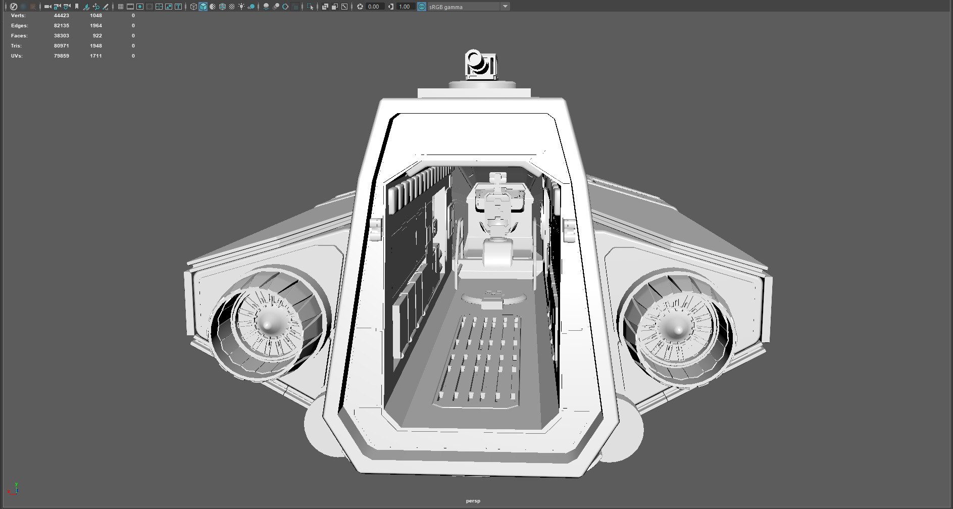 Phantom Starship Low Poly Sci-Fi Spaceship Low-poly 3D model_13