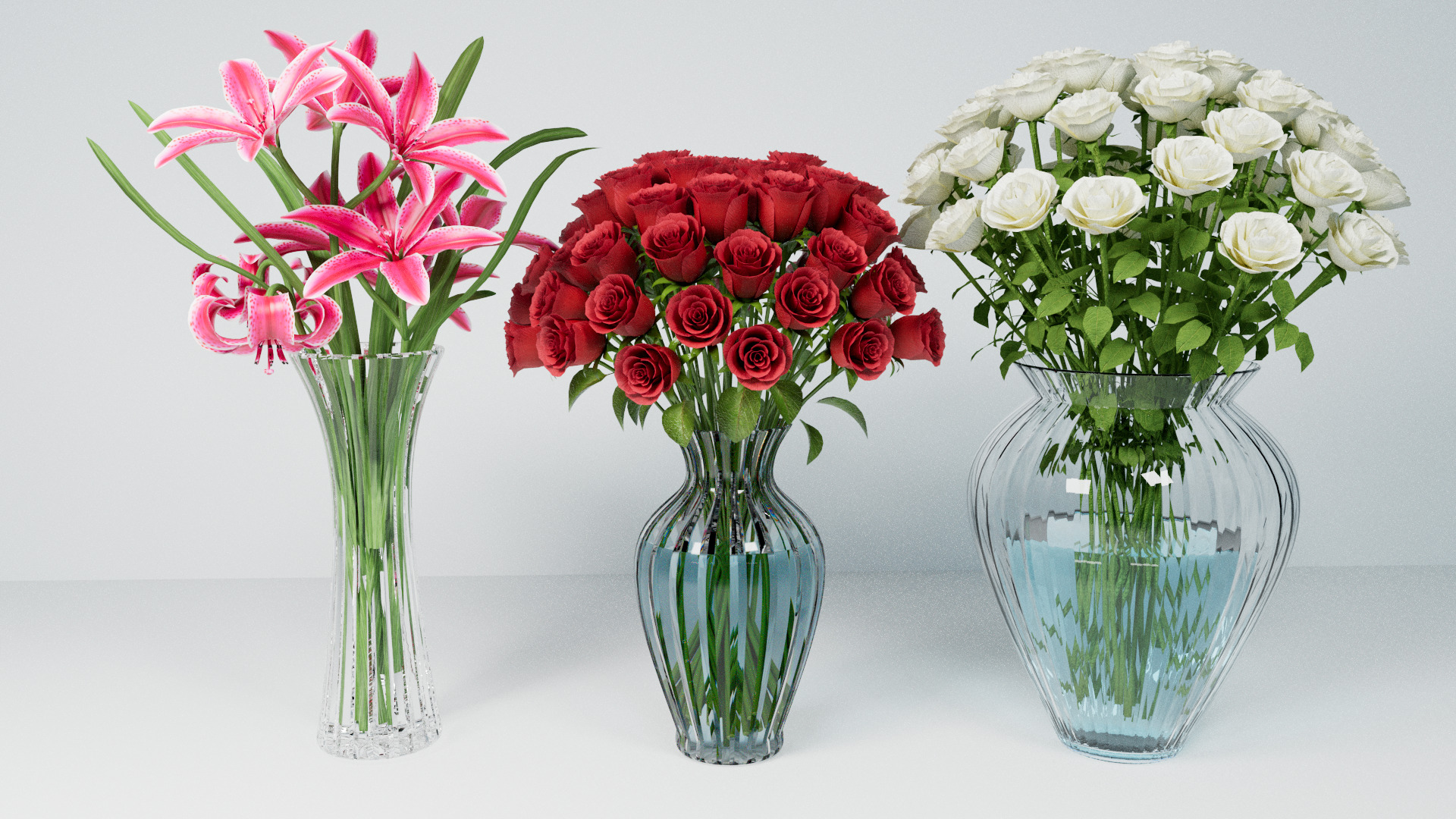 Set of flower bouquets 3D model_4