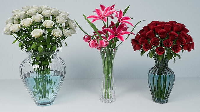 Set of flower bouquets 3D model